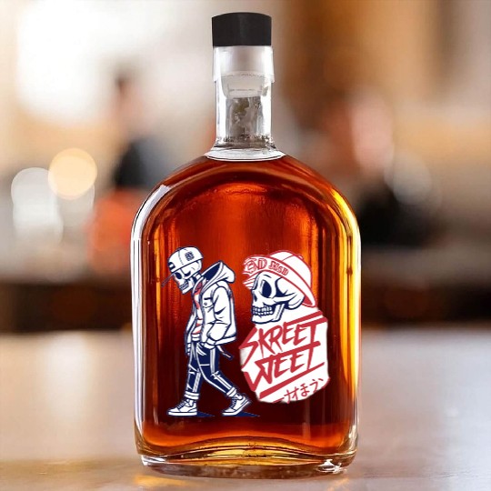 Cyber Samurai Skull – Streetwear Graffiti Whiskey Bottles