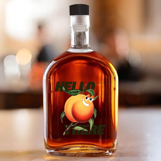 Hello There – Smiling Peach Flirt Graphic Whiskey Bottles