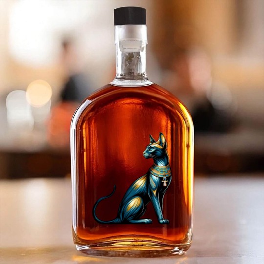 Bastet | Egyptian Cat Goddess & Ankh Symbol Whiskey Bottles