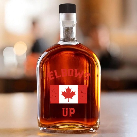 Elbows Up Canada Vintage Anti Trump Tarriff Slogan Whiskey Bottles