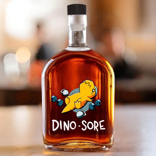 Dino Sore Dinosaur Workout Gym Fitness Lifting Whiskey Bottles