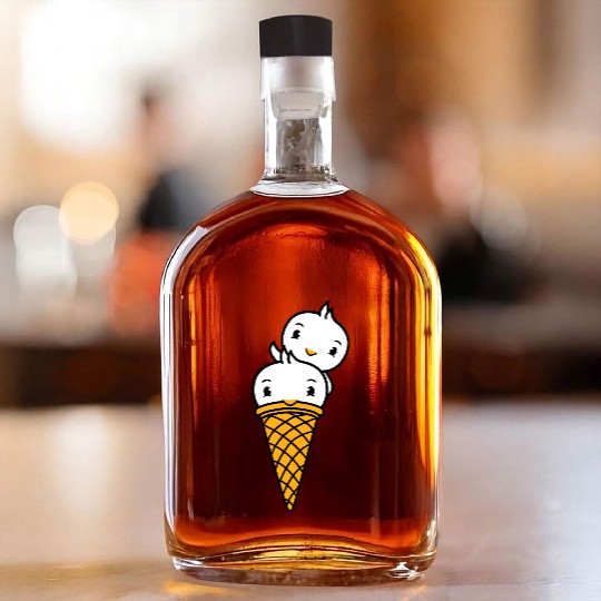 Two Birds Ice Cream Waffle Scoops Greeting Waving Whiskey Bottles
