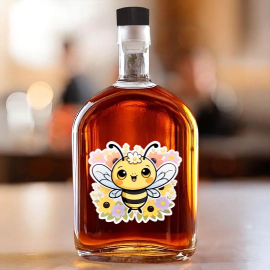 A bee chubby cartoon Whiskey Bottles