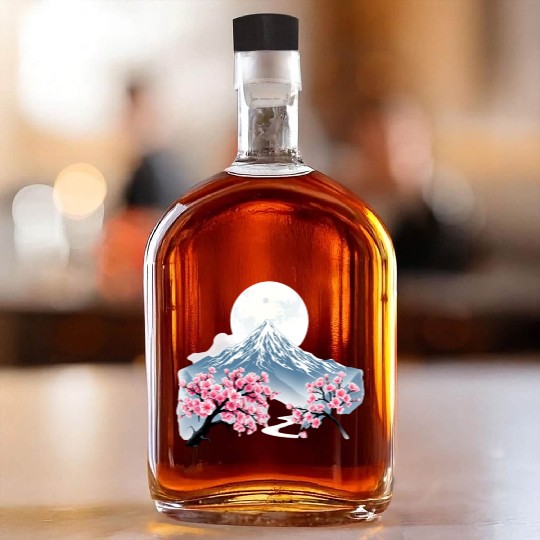 Japanese mount fuji Sakura tree Cherry blossom Whiskey Bottles