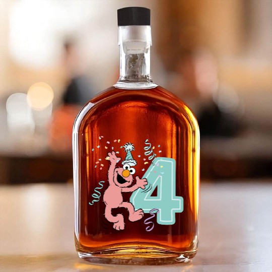 Sesame Street Birthday Design With Elmo 4 Years Whiskey Bottles