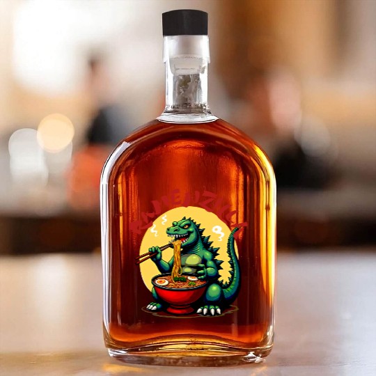 RamenZilla Ramen Noodle Loving Kaiju Monster Whiskey Bottles