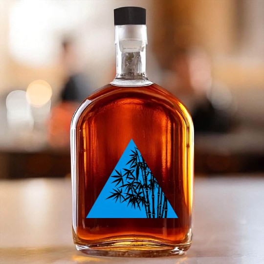 A Blue Triangle and Bamboo Whiskey Bottles