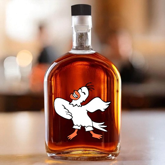 Seagull bird dances happily celebrates cheerful Whiskey Bottles