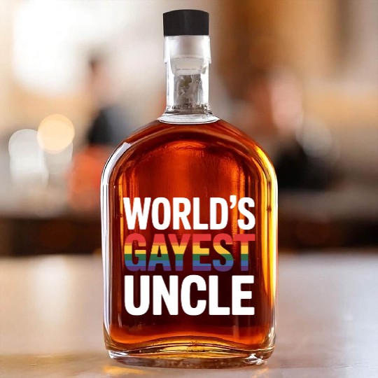 World's Gayest Uncle LGBTQ Gay Pride Ally Rainbow Whiskey Bottles