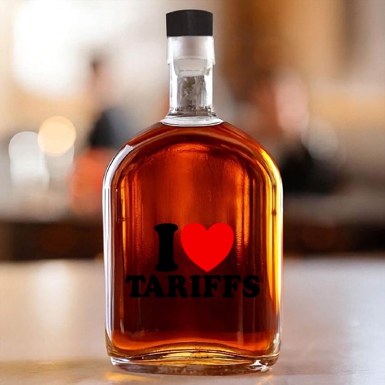 I Love Tariffs Red Heart Funny Trump Tariff Whiskey Bottles