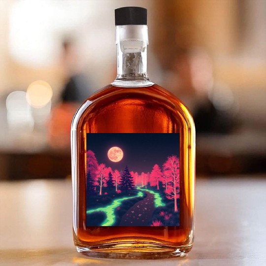 Moonlit Alien Forest Whiskey Bottles