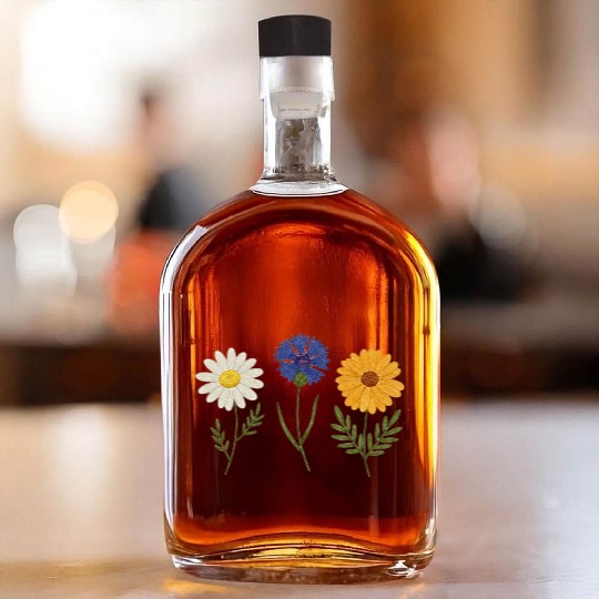 Wildflower Trio Daisy Cornflower Marigold Whiskey Bottles