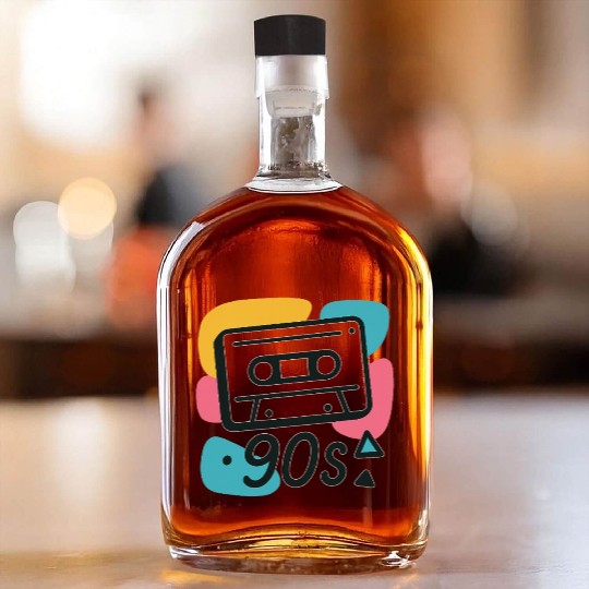 Name: Colorful 90s Cassette Tape Design Whiskey Bottles