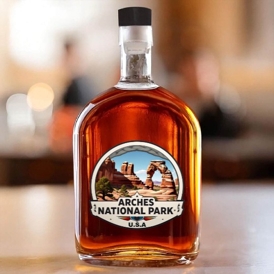 Arches National Park USA Logo Whiskey Bottles