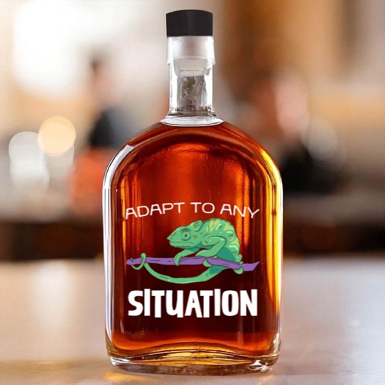 Adapt to Any Situation Chameleon Illustration Whiskey Bottles