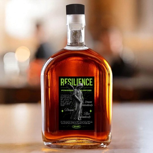 Resilience Angel – Neon Motivational Art Whiskey Bottles