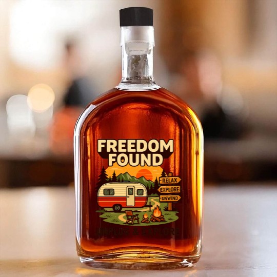 Freedom Found Vintage Camper Adventure Whiskey Bottles