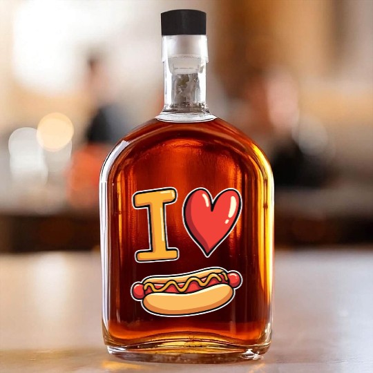 I Love Hotdogs - Fast Food Snack Fun Whiskey Bottles