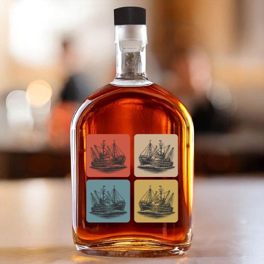 Vintage fishing boat - Maritime Nostalgia Whiskey Bottles