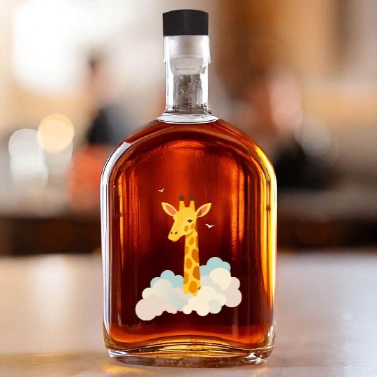 Gentle Giraffe Above the Clouds – Dreamy Motif Whiskey Bottles