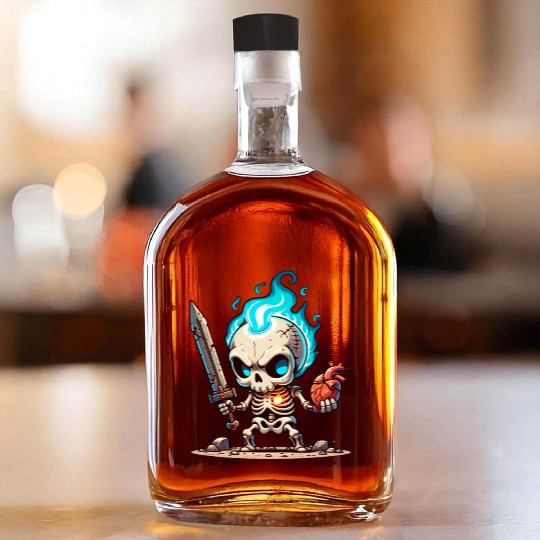 Flaming Skull Warrior – Heart of Fire Skeleton Whiskey Bottles