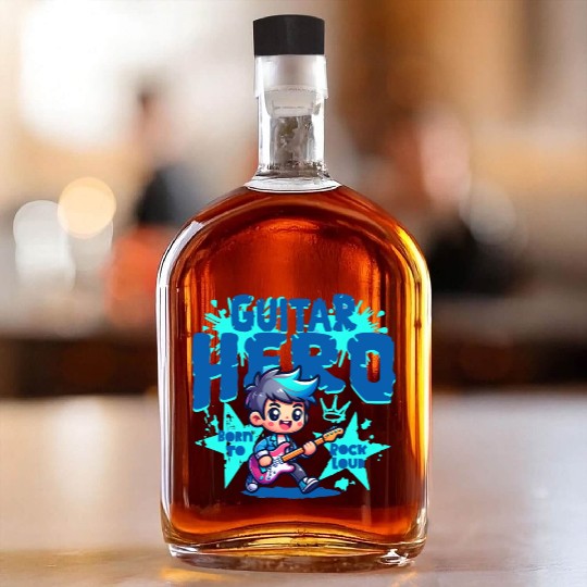 Guitar Hero Kid – Cute Rock Star Cartoon Whiskey Bottles | Bor