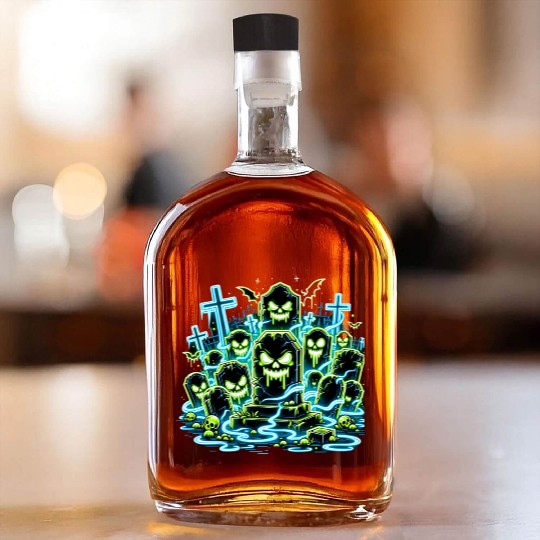 Neon Tomb Uprising – Glowing Graveyard Ghouls Whiskey Bottles