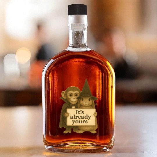 It's Already Yours - Witch Bunny & Vampire Monkey Whiskey Bottles