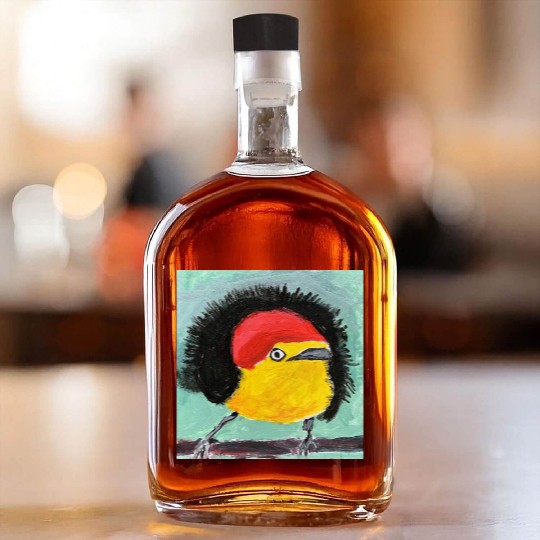 Wire tailed Manakin Painting Whiskey Bottles