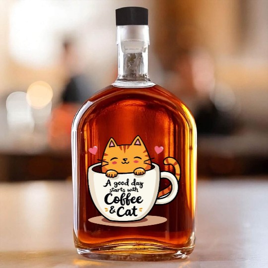 Funny Orange Cat Coffee Mug Cat Lover Whiskey Bottles