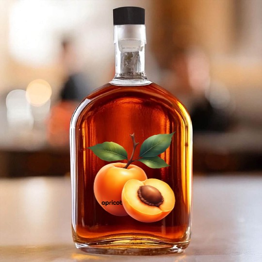 Apricot branch with green leaves Whiskey Bottles