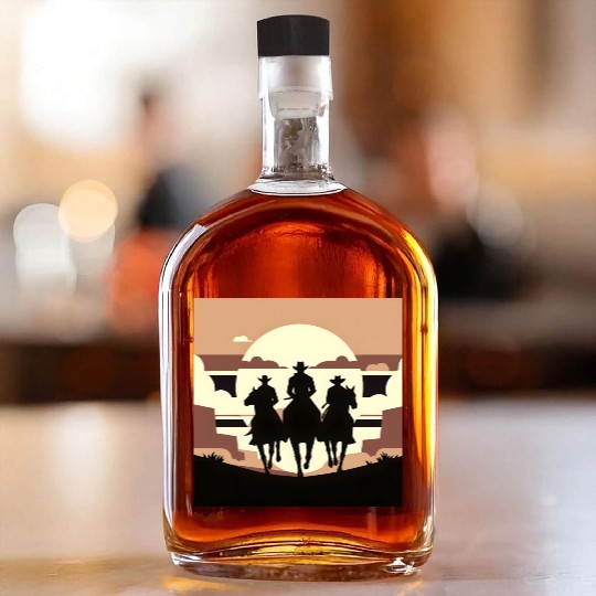 Western Cowboys Riding Whiskey Bottles