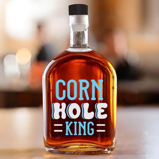 Cornhole King Distressed Badge Whiskey Bottles