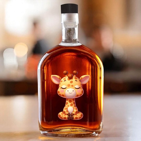 Cute giraffe yoga meditation relaxation chill Whiskey Bottles