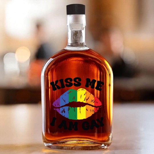 Gay Pride Kiss me i am gay Whiskey Bottles