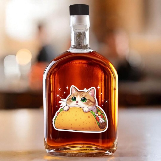 Taco Cat | Cute Kitty in a Taco | Purrfectly Tasty Whiskey Bottles