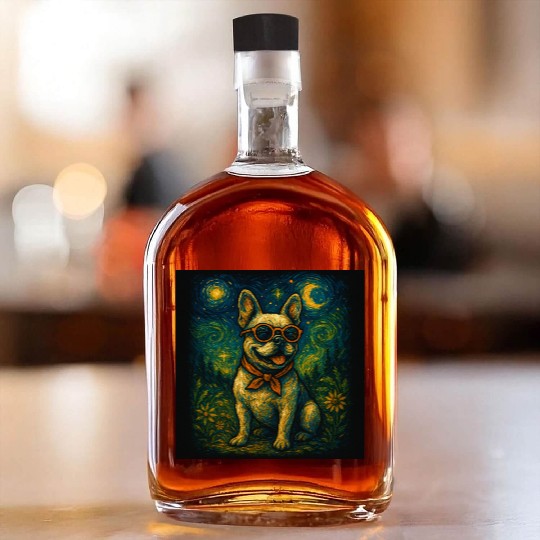 Starry Night Dog Funny Art Style Retro Glasses Pet Whiskey Bottles