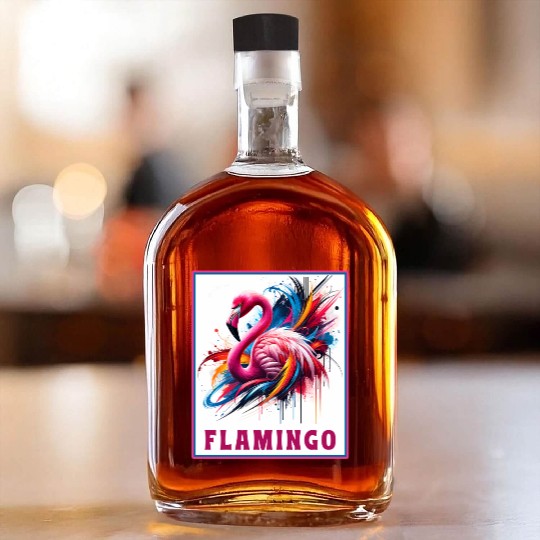 Graffiti Flamingo Explosion Whiskey Bottles