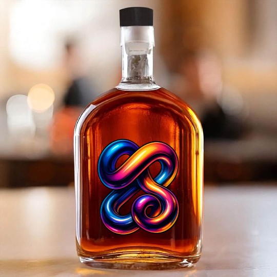 Neon Chrome Fusion – 3D Gradient Tangle Streetwear Whiskey Bottles
