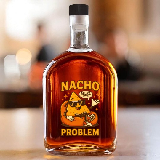 Funny Nacho Pun – Relaxed & Cheesy Vibes Whiskey Bottles