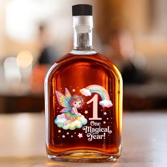 Magical Rainbow Fairy Elf 1st Birthday Girl Whiskey Bottles