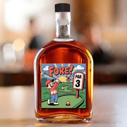 Mini Golf Retro Cartoon on Champion Unisex Whiskey Bottles