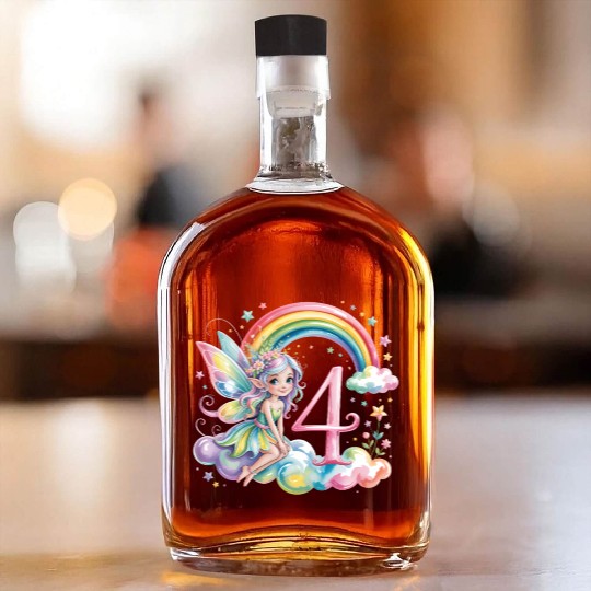 Magical Rainbow Fairy Elf 4th Birthday Girl Whiskey Bottles