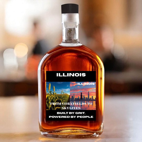 Illinois Midwest Mosaic Art Whiskey Bottles
