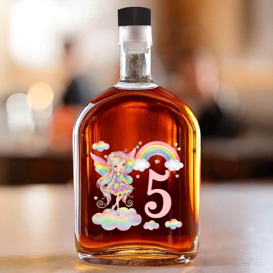 Magical Rainbow Fairy Elf 5th Birthday Girl Whiskey Bottles