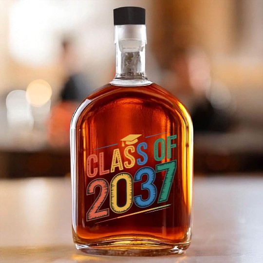 Class of 2037 Grow With Me, Funny back to school Whiskey Bottles