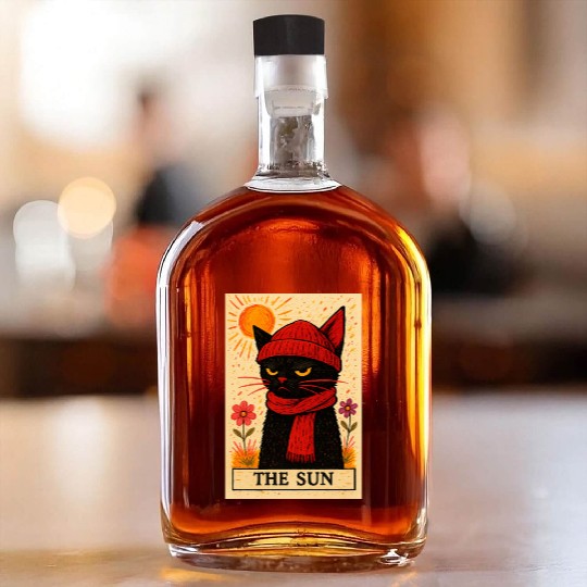Grumpy Cat Tarot Card The Sun Whiskey Bottles