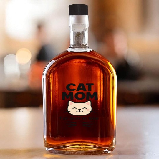 Cat Mom – Fur-ever in Love | Cute Feline Lover Quo Whiskey Bottles