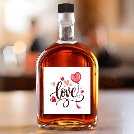 heart shaped balloon with word love Whiskey Bottles