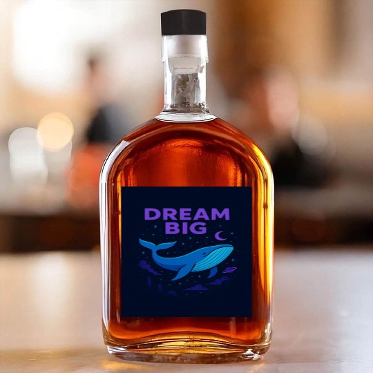 Dream Big Whale Nightscape Design Whiskey Bottles